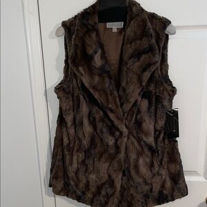 Guillaume Faux Fur Vest in Brown and Black